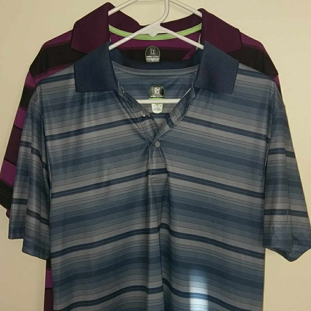 2 PGA Tour Pro Series mens medium polo shirts M