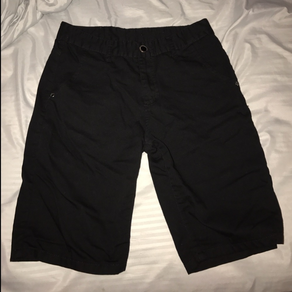 Black Slim Flat Front Shorts