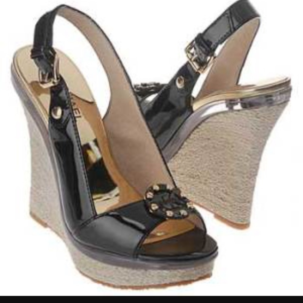 Michael KORS Black Espadrille Wedges