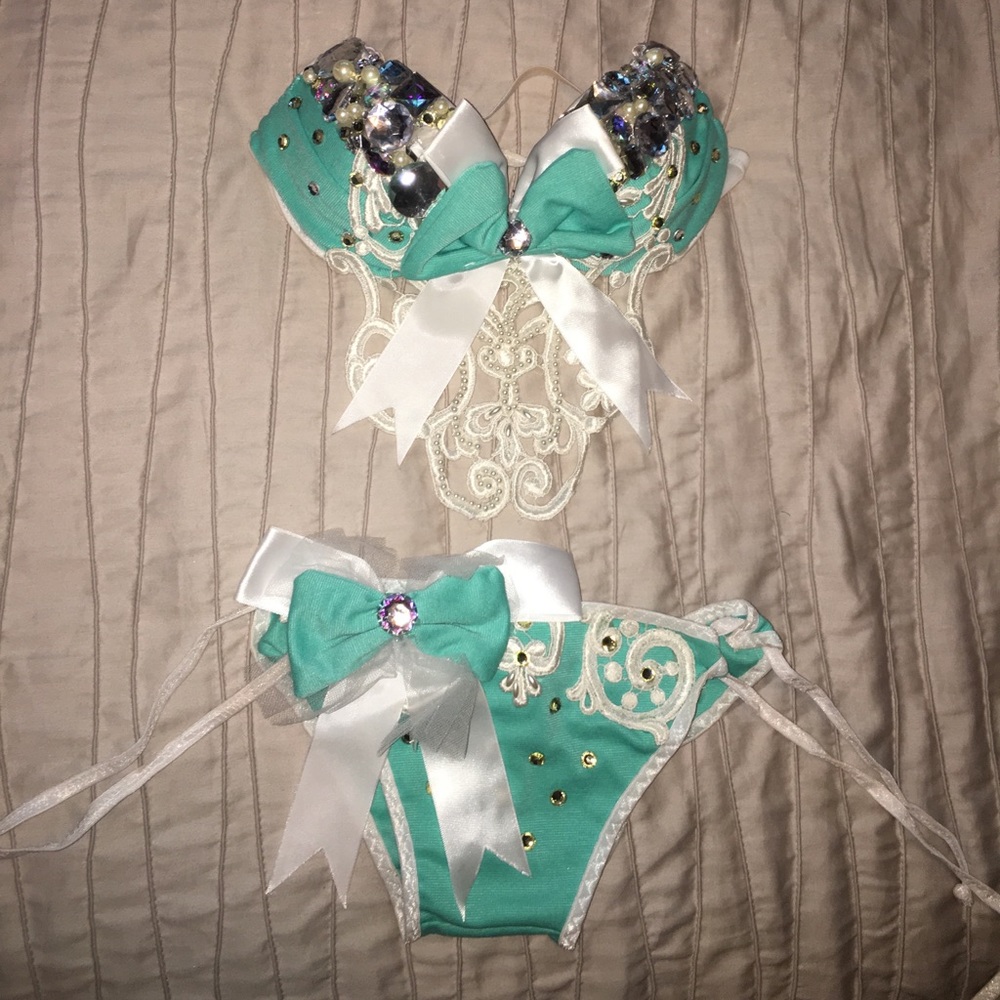 Teal Costume with bows