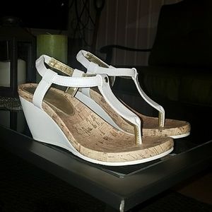 Chaps white wedge sandals