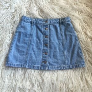 denim button front skirt