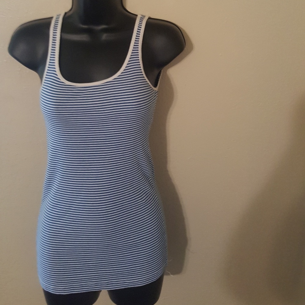J.Crew tank top striped blue and white