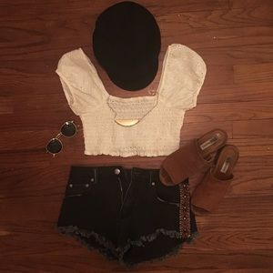 Kimchi Blue/Urban Outfitters White Eyelet Crop Top