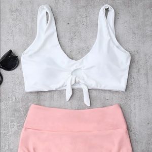 Knotted Peephole White Bikini Top