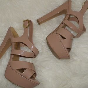 Jessica Simpson-Patent Strap Sandal Nude Heels