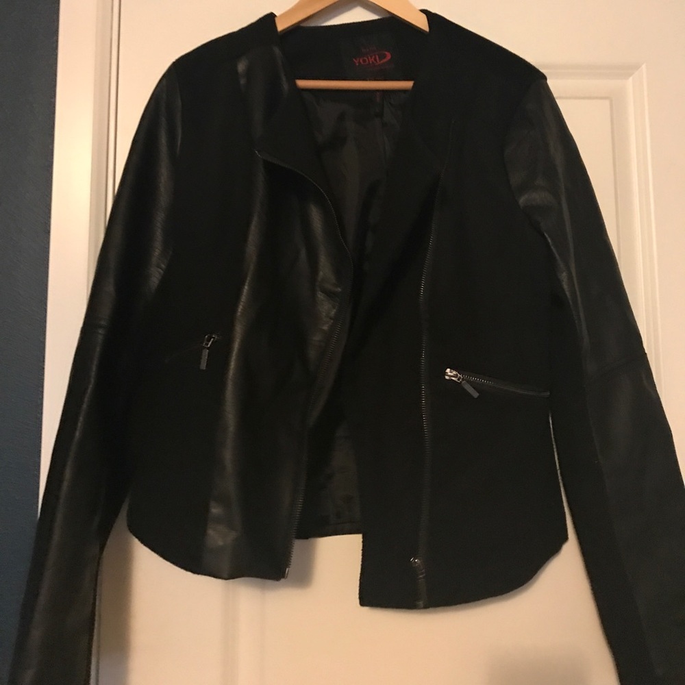 Faux leather and wool jacket