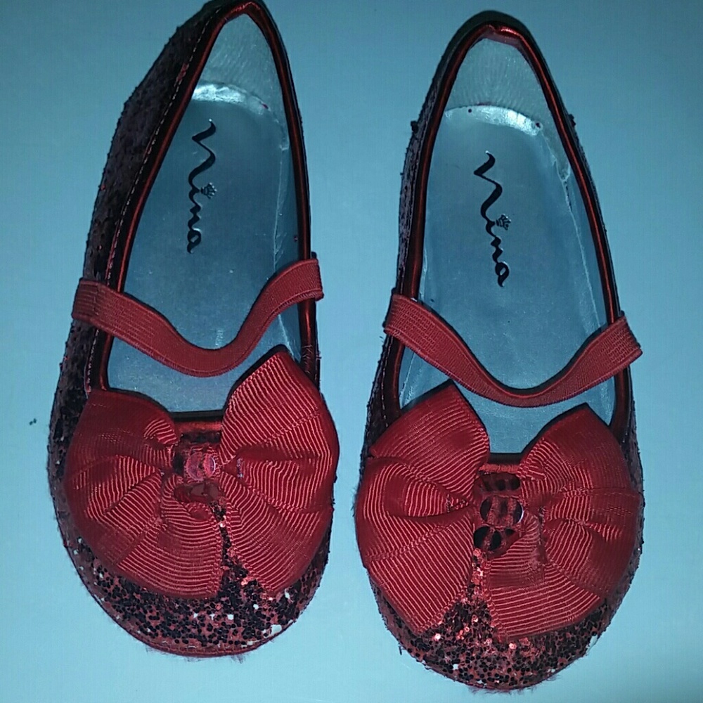 Red glitter slippers size 8 never worn