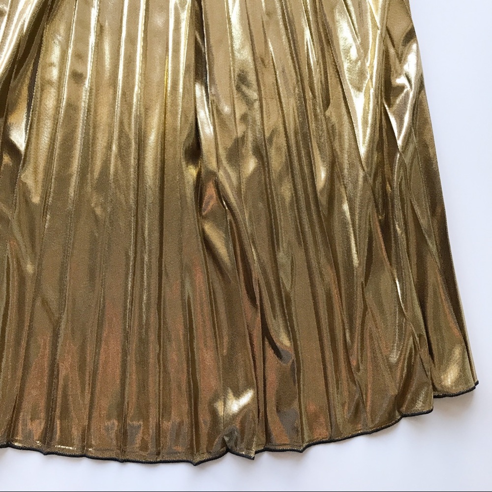 Gold Foil Pleated Midi Skirt - Picture 6 of 8