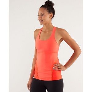 Lululemon Power Up Tank Orange Coral Neon Size 6