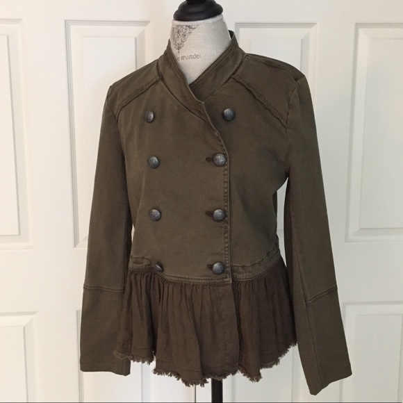 Free People Jackets & Blazers - FinalPrice Free People Ruffle Hem Military Jacket
