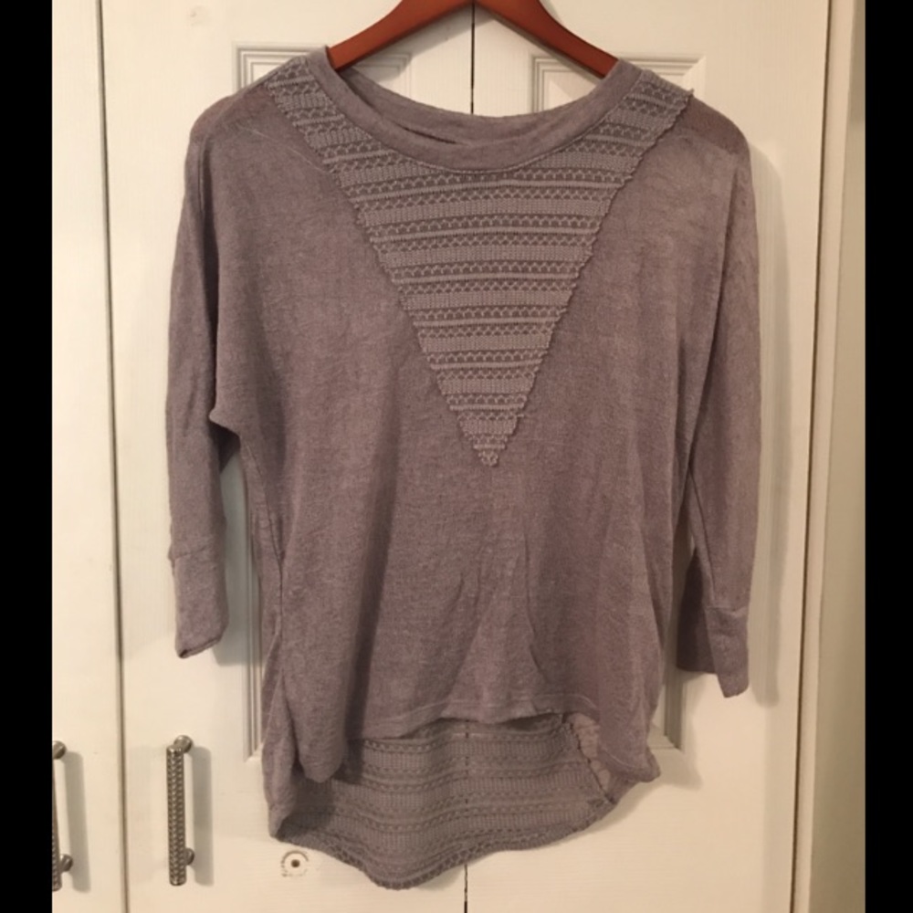 Purplish-gray 3/4 sleeve lightweight sweater/top