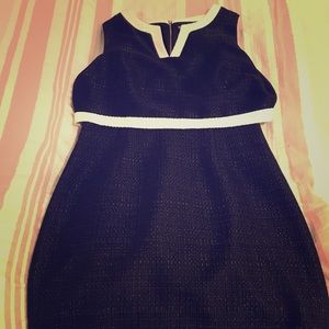 Karl Lagerfeld Black Tweed Dress with White Trim
