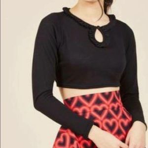 Rock Steady black long sleeved crop top