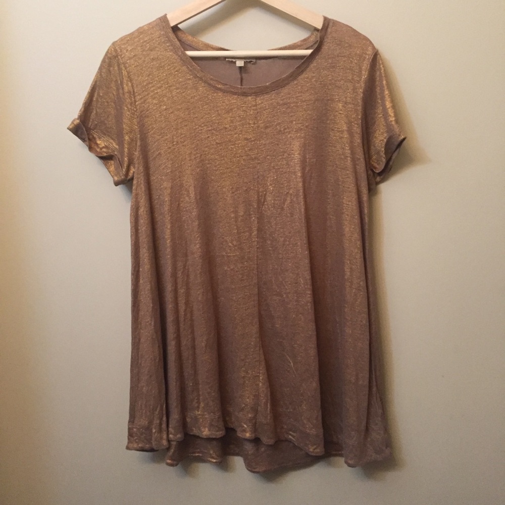 Gold Anthropologie High-Low Tunic