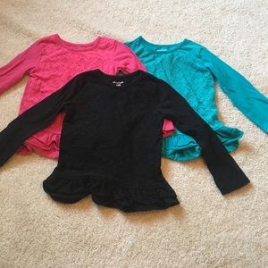Long sleeve shirts w/lace front detail -  size 4t