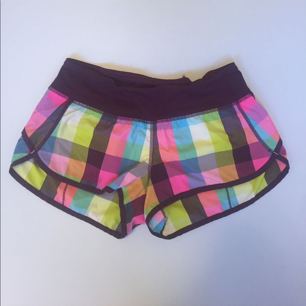 lululemon plaid speed short. size 4.