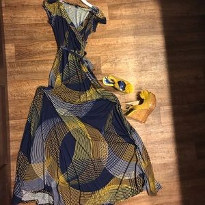 Blue and gold dress
