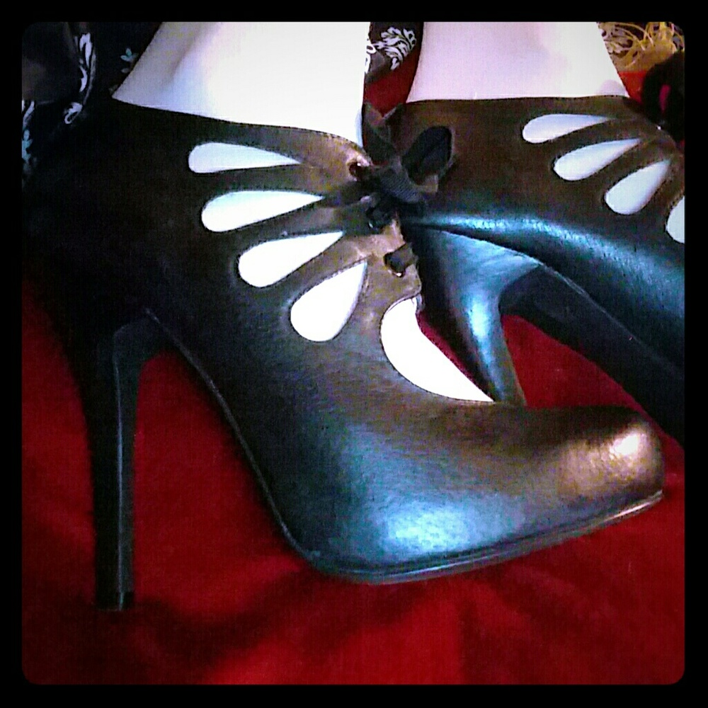 Black Steve Madden Lace-Up Heels