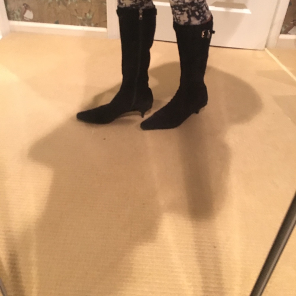 Prada black suede zip boots