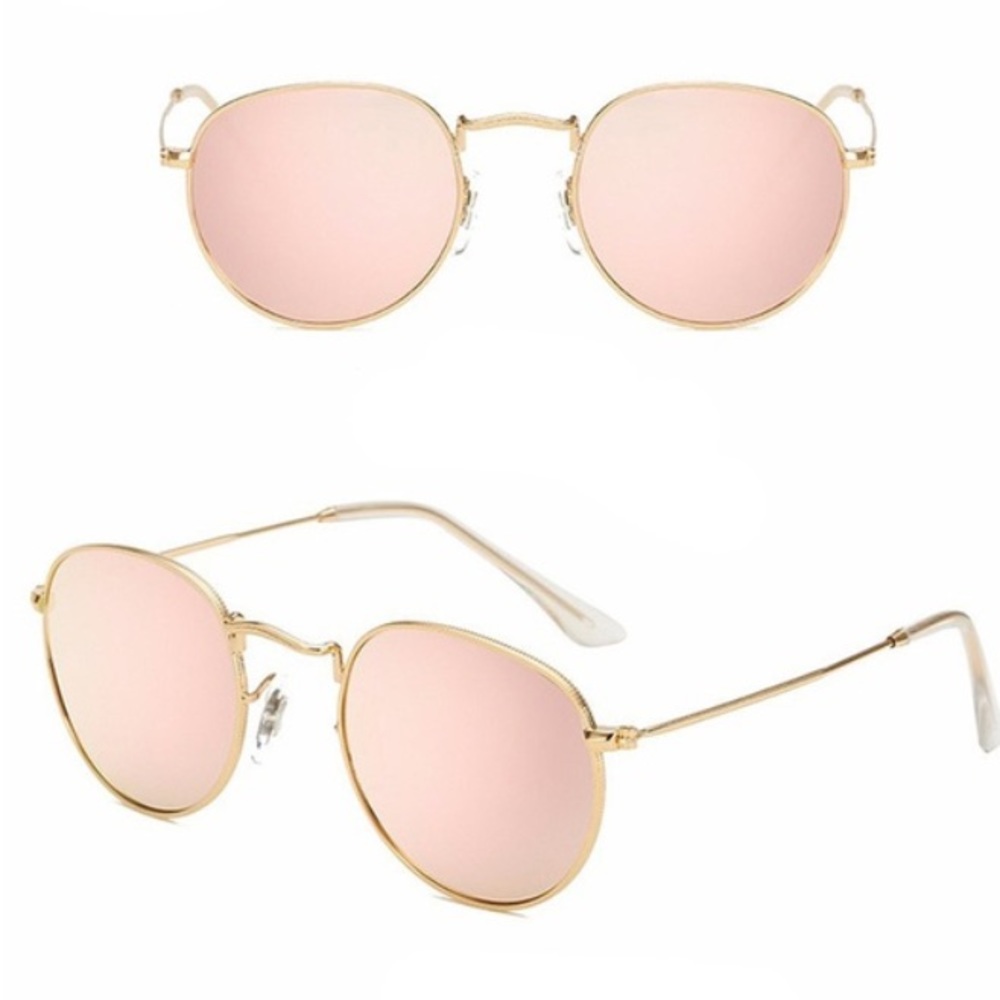 Round Metallic Mirror Sunglasses