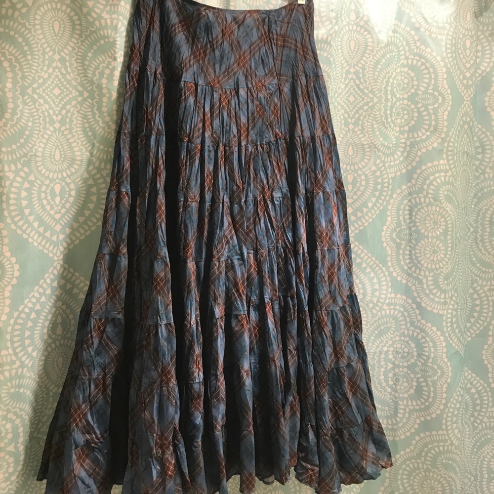 Betsy Johnson women's teal multi plaid long skirt