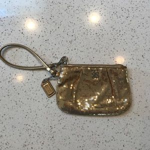 Gold Sequin Coach Wristlet
