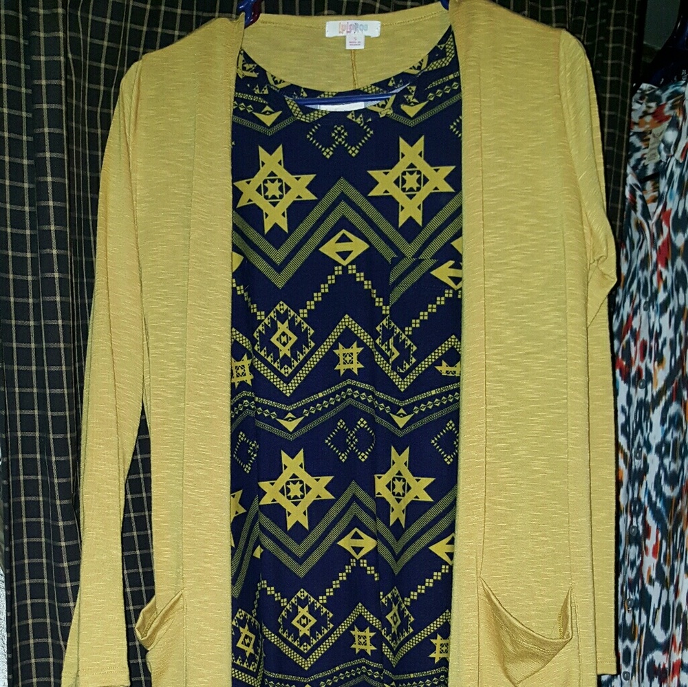 Lularoe Carly dress and Lindsey sweater