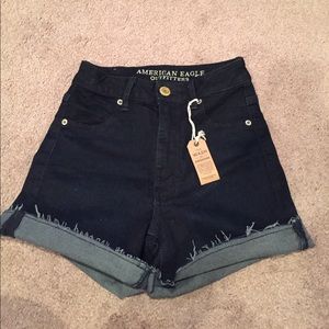 high rise denim shorts
