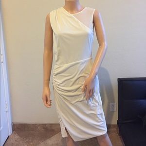 Halston Heritage white dress with mesh detail