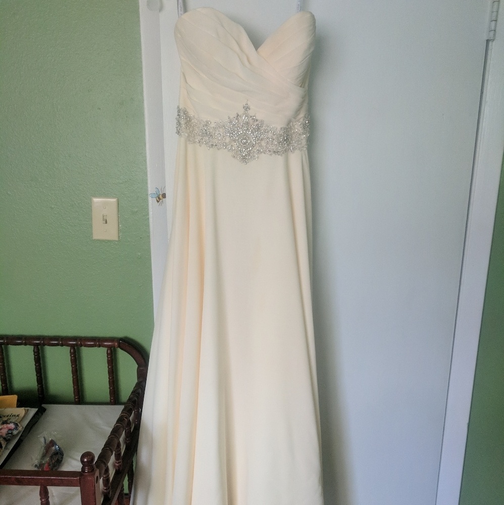 Champagne wedding dress with bead detailing