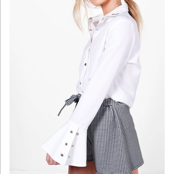 Boohoo Tops - Boohoo Grace Eyelet split cuff shirt