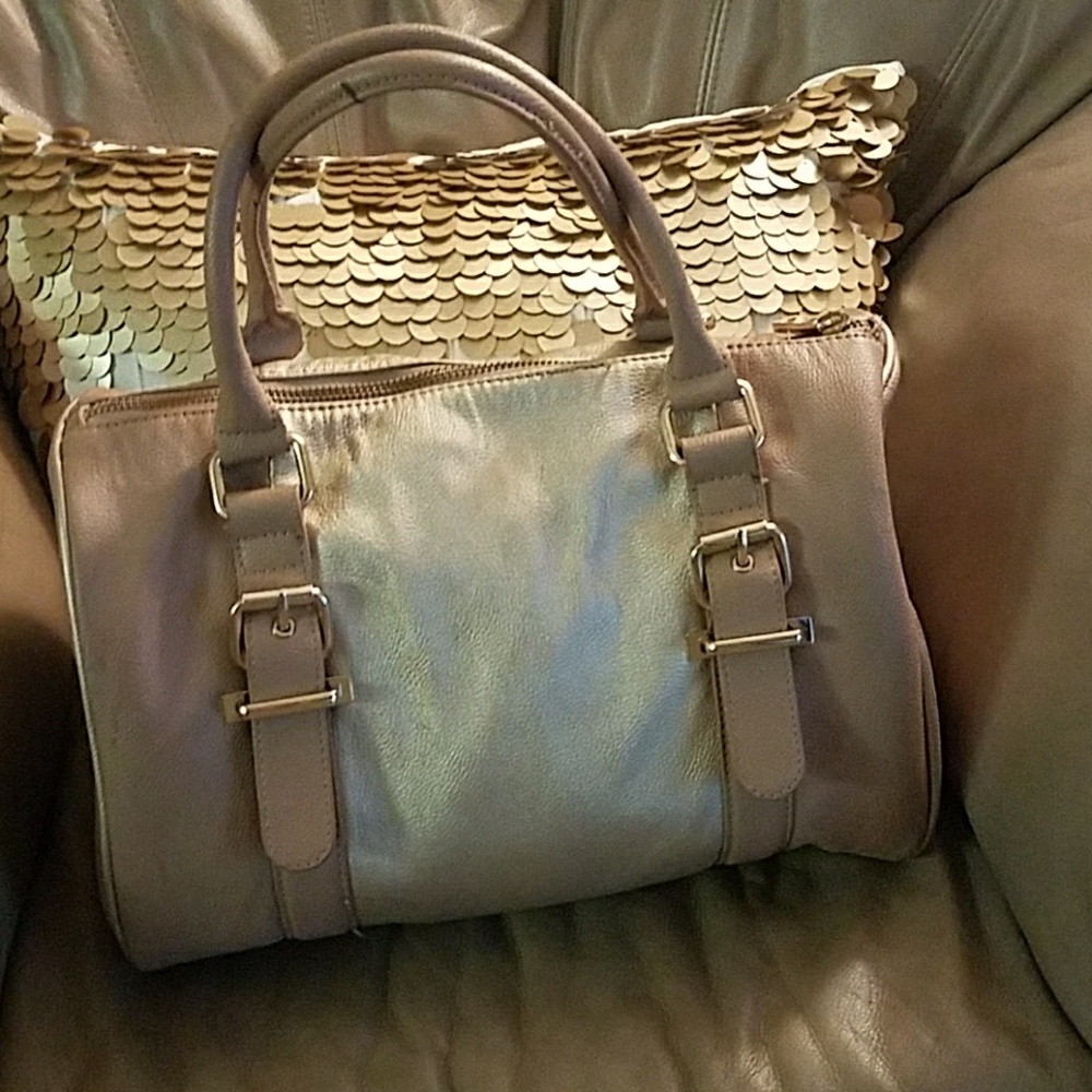 Boutique Tan & Gold Tote Handbag