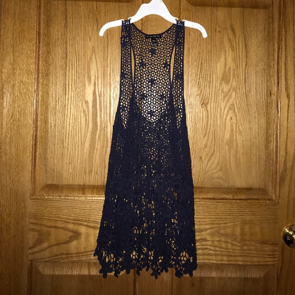 Black crocheted tank top