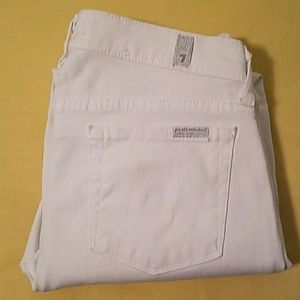 7 for all Mankind white slim straight jeans