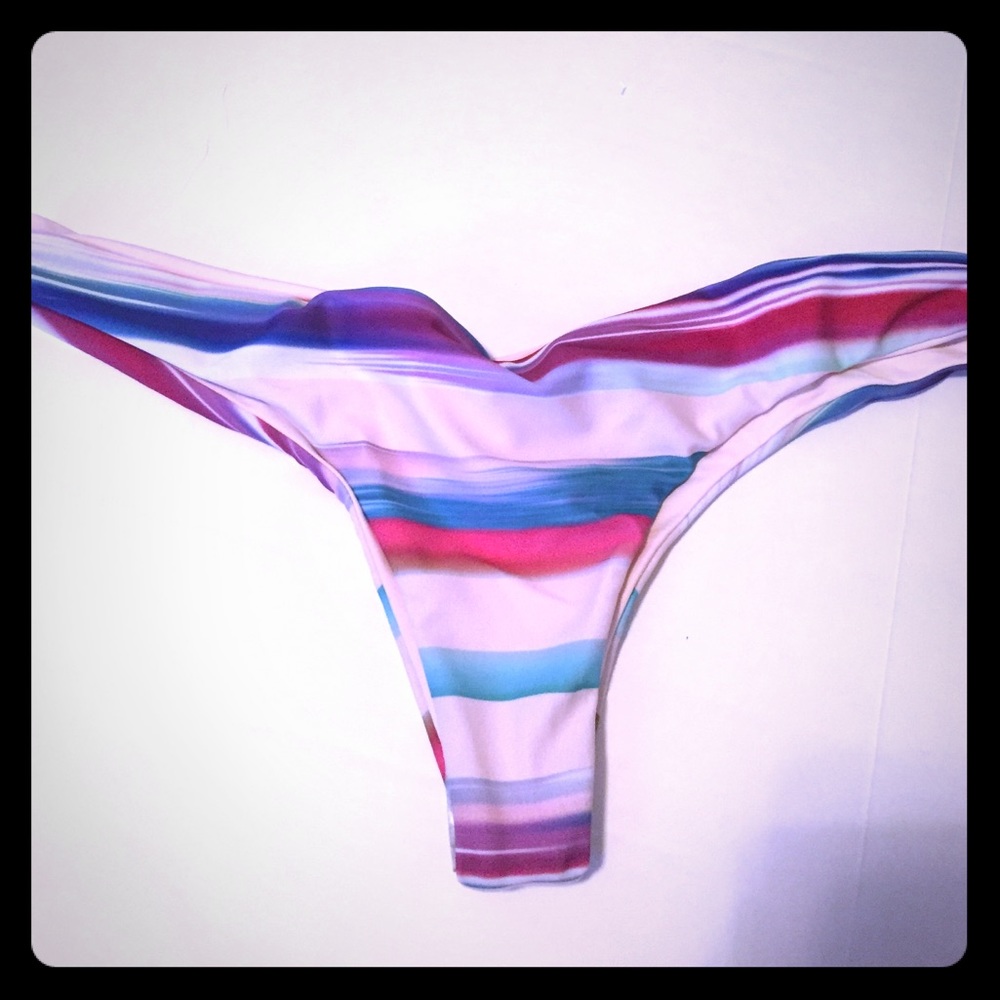 NWOT L*Space Itsy Cut Thong Bikini Bottom Striped