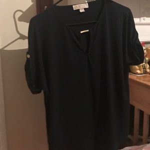 Michael kors navy blue blouse with gold accents