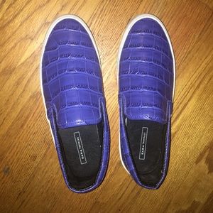 Blue Croc Leather Slip On Sneakers sz 38
