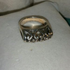 Sterling silver Cut out Scroll Heart design high profile 925 qvc hsn ring
