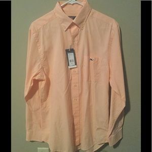 Salmon Vineyard Vines long sleeve button up.