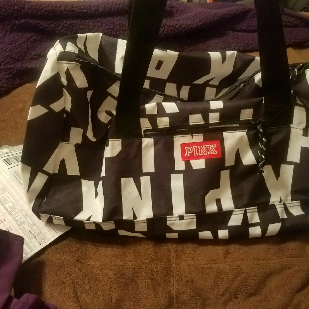 Pink duffle bag