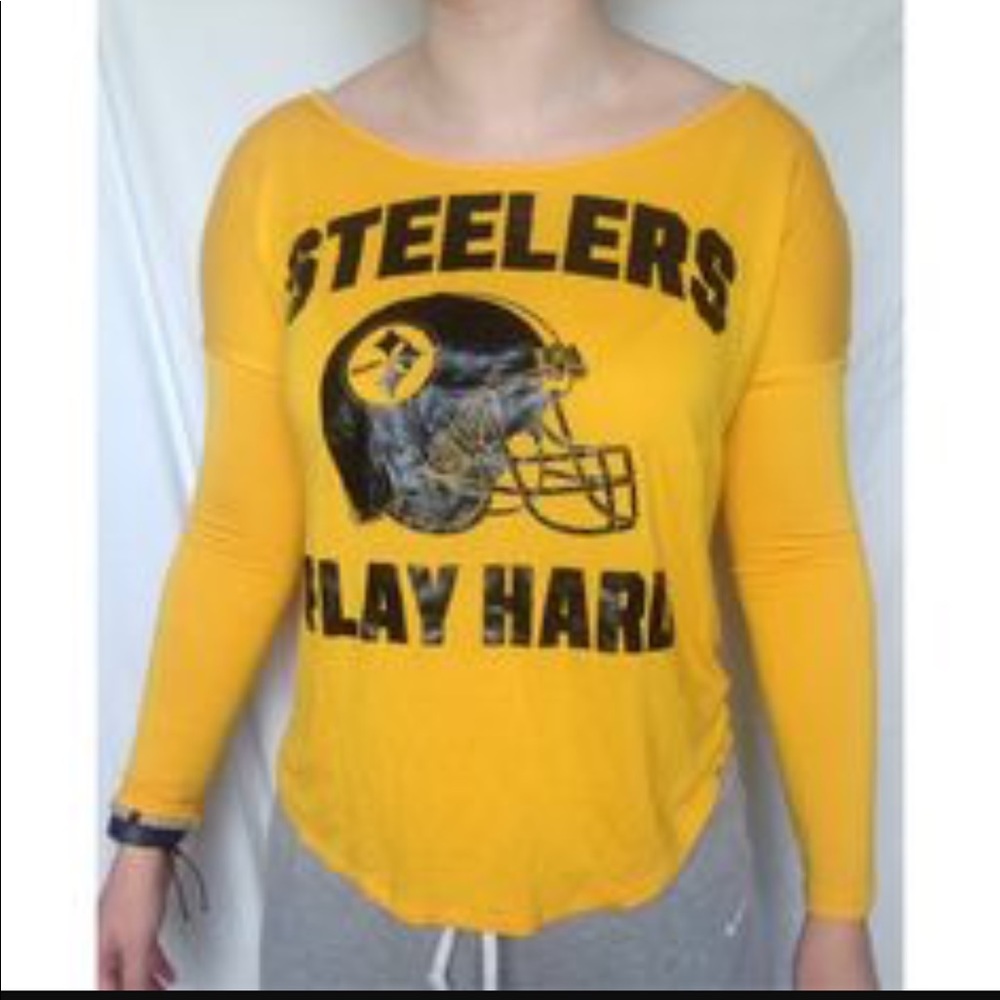 PINK Victoria's Secret Steelers PLAY HARD T Shirt - Picture 2 of 4