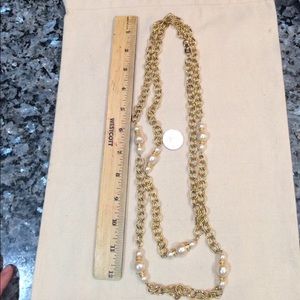 53 inch gold and pearl necklace