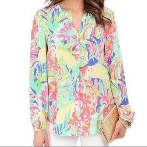 Lilly Pulitzer Stacey Silk Top in Casa Banana