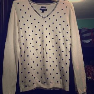 women's white with polka dot top