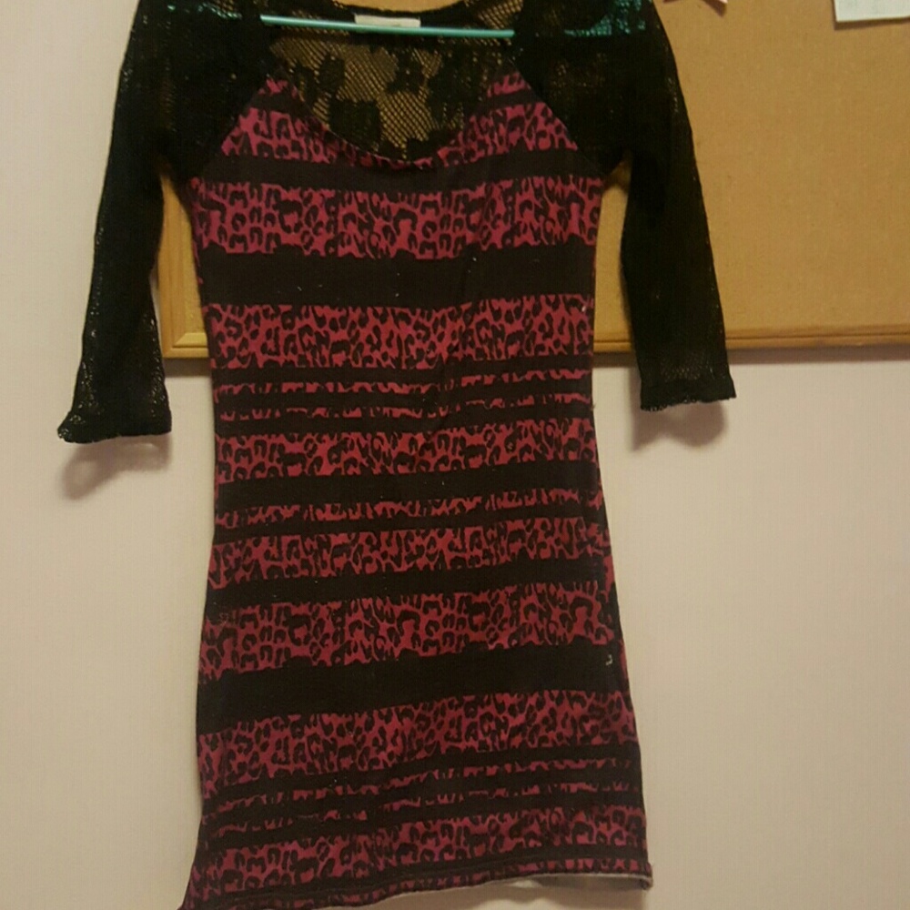 Cheetah pint striped laced dress