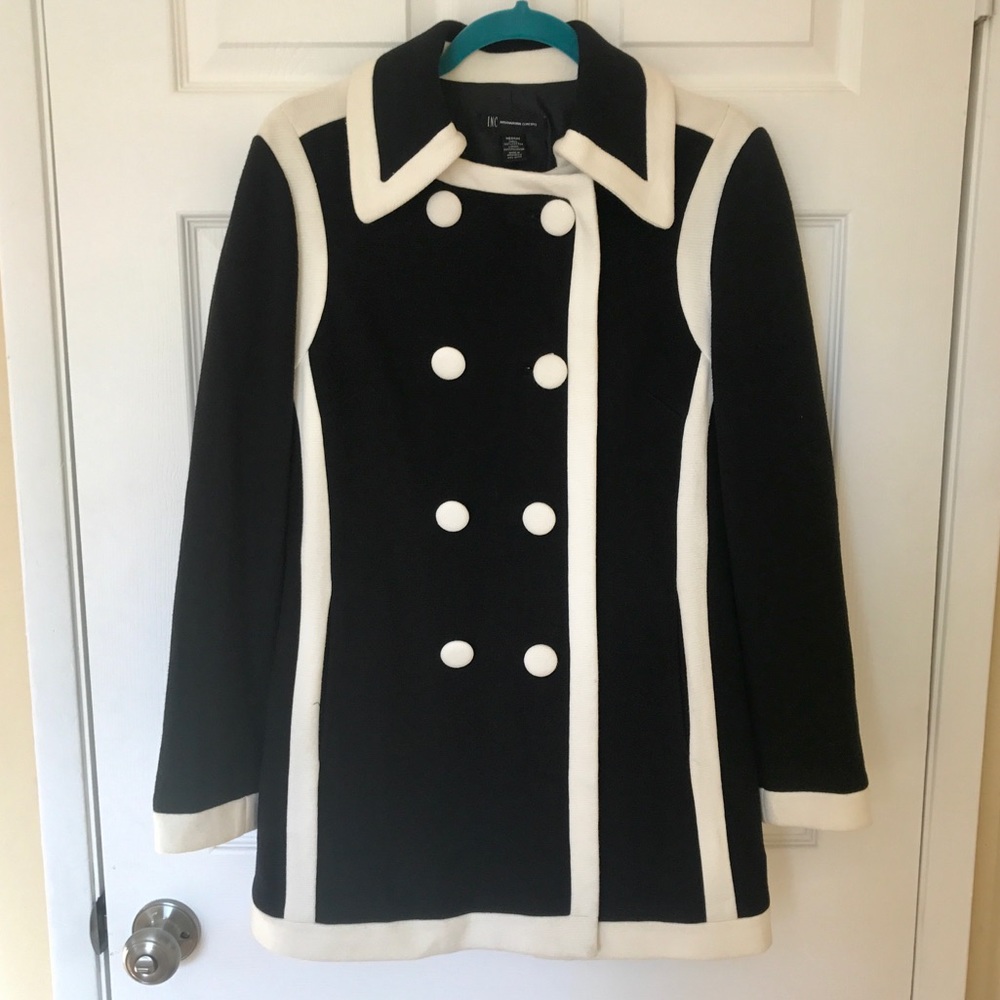 INC Black & White Knit Coat