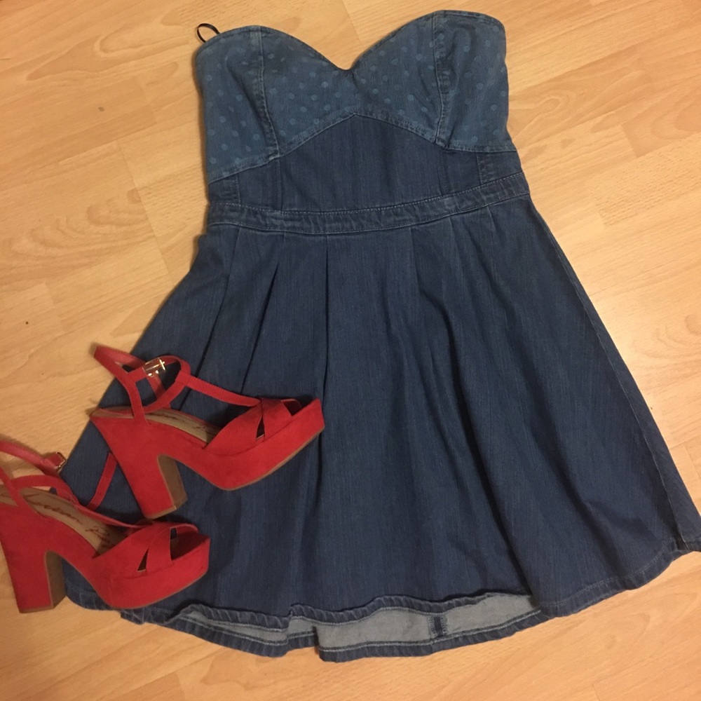 Guess denim strapless dress