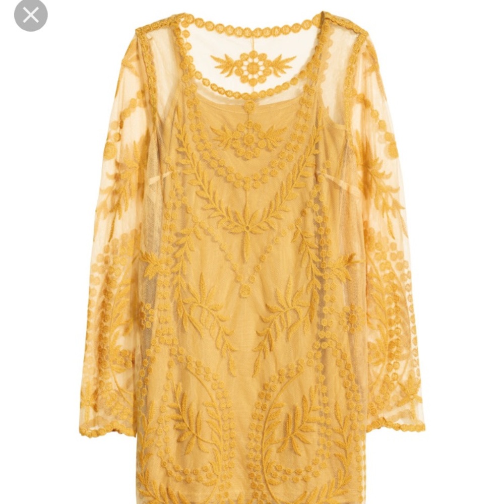NWOT- H&M mustard yellow mini slip dress
