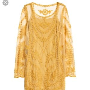 NWOT- H&M mustard yellow mini slip dress